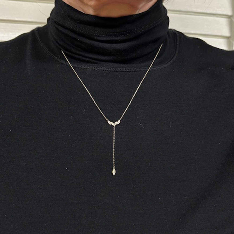 Diamond Drop Necklace, 14K Yellow Gold
