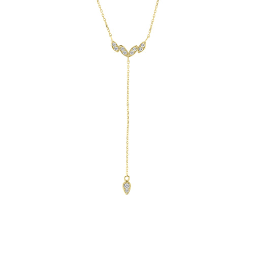 Diamond Drop Necklace, 14K Yellow Gold