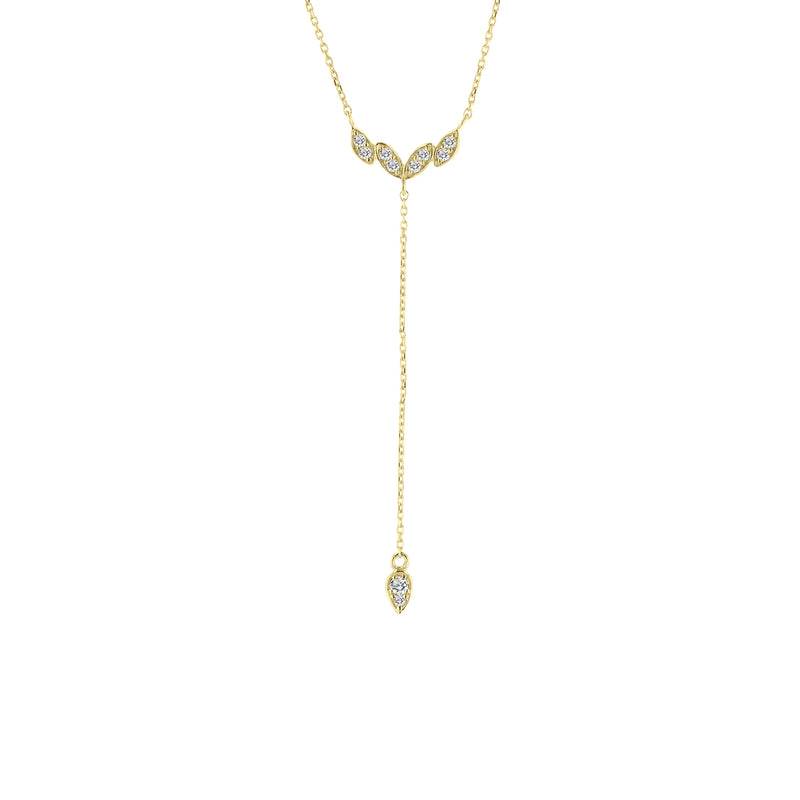 Diamond Drop Necklace, 14K Yellow Gold