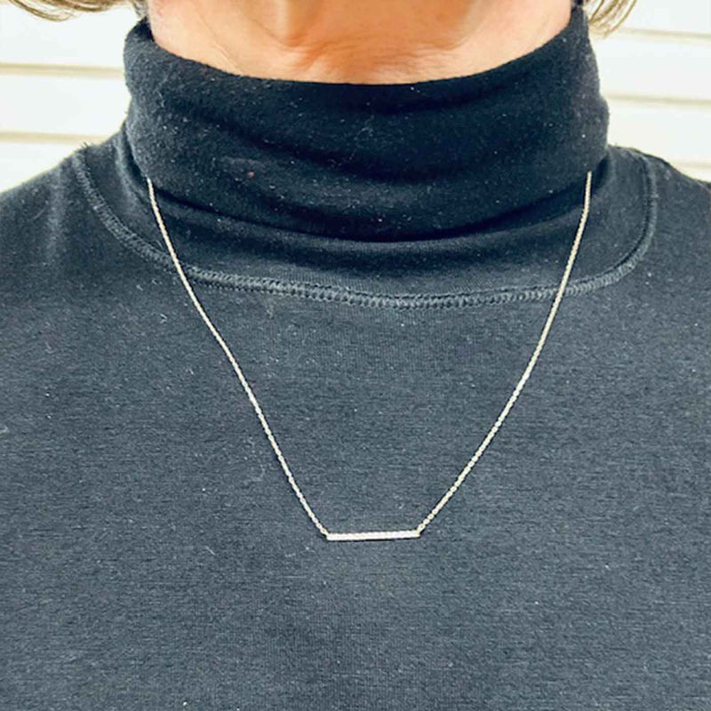Diamond Bar Necklace, 14K Yellow Gold
