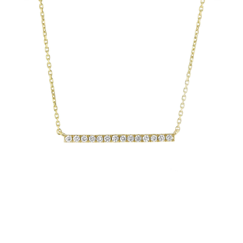 Diamond Bar Necklace, 14K Yellow Gold