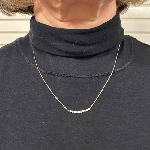 Diamond Bar Bezel Set Necklace, 14K Yellow Gold