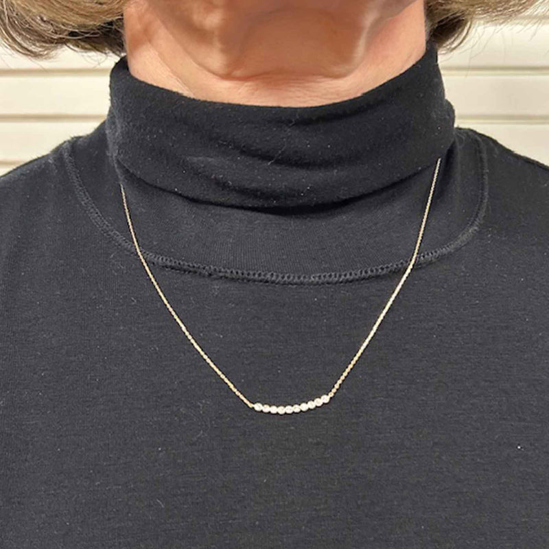 Diamond Bar Bezel Set Necklace, 14K Yellow Gold