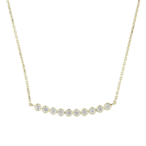 Diamond Bar Bezel Set Necklace, 14K Yellow Gold