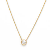 Bezel Set Diamond Solitaire Necklace, .75 Carat, 14K Yellow Gold
