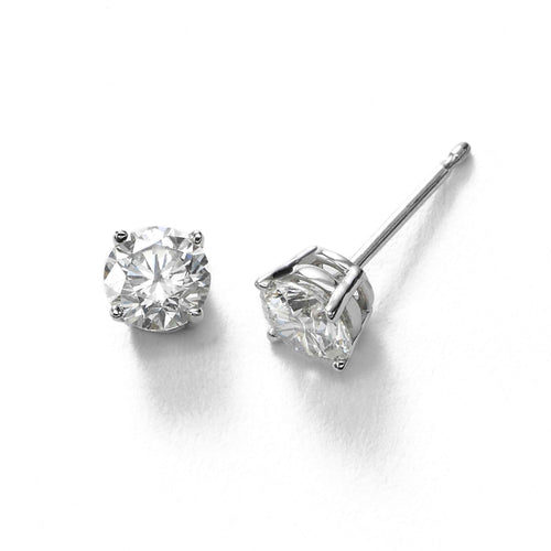 Diamond Stud Earrings, 1.00 Carat total, H/I-SI1/SI2, 14K White Gold