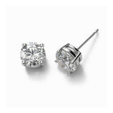 Diamond Stud Earrings, 2.00 Carats Total, H-SI2/SI3, 14K White Gold