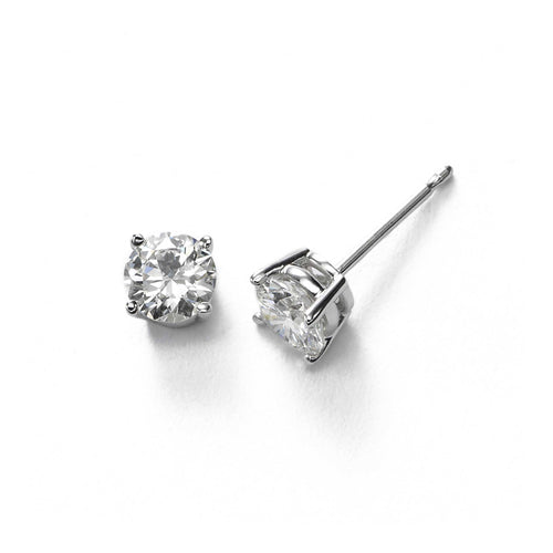 Diamond Stud Earrings, .50 Carat total, I/J, SI2-I1, 14K White Gold