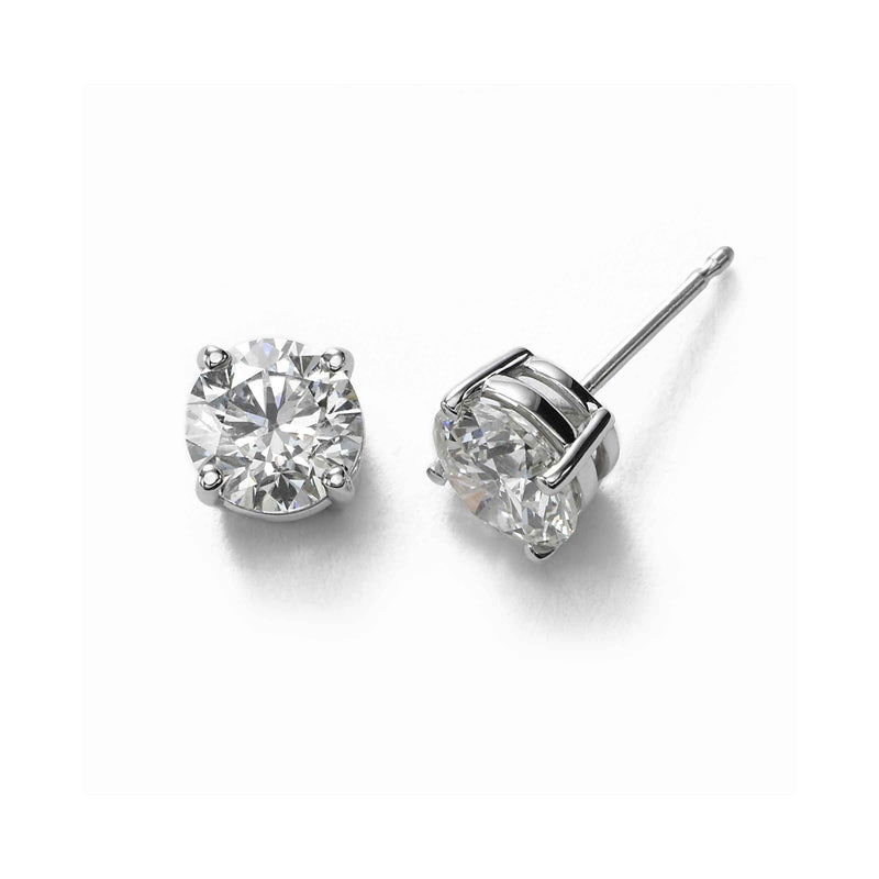 Diamond Stud Earrings, 1.50 Carats Total, 14K White Gold