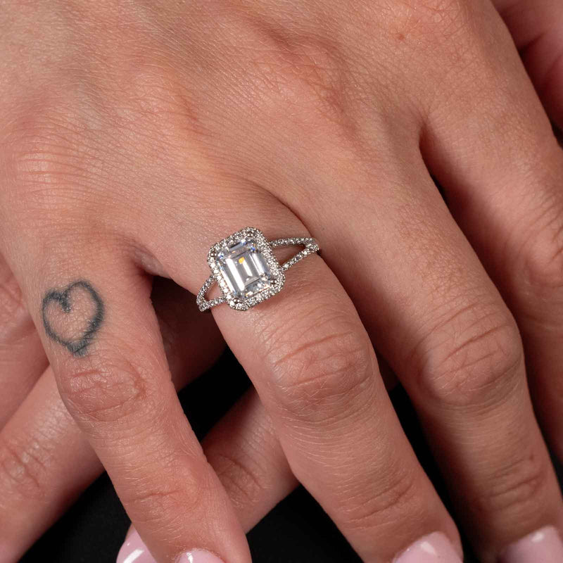 Emerald Cut Ring Mounting by Sylvie, 14K White Gold