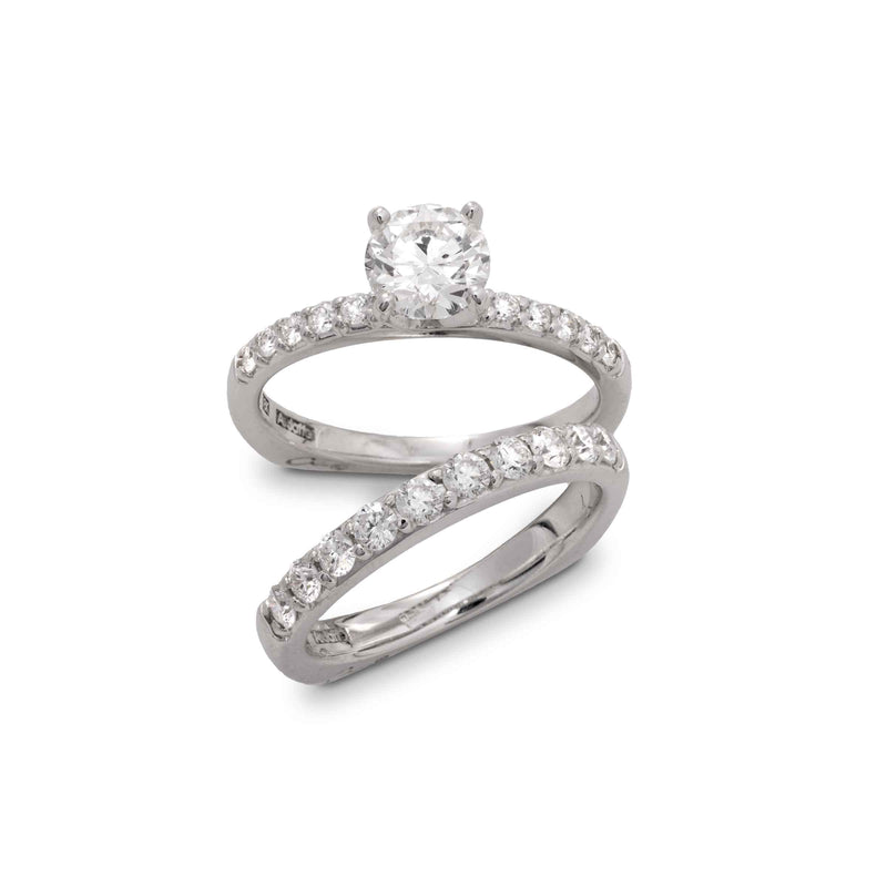 Bridal Set Pre-Owned Natural Diamond Rings, 18K White Gold