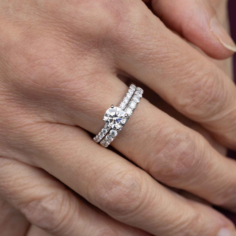 Bridal Set Pre-Owned Natural Diamond Rings, 18K White Gold