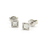 Princess Cut Diamond Studs, .24 Carat Total Weight, 14K White Gold