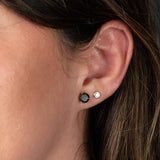 Black Diamond Stud Earrings, 2.21 Carats, 14K White Gold