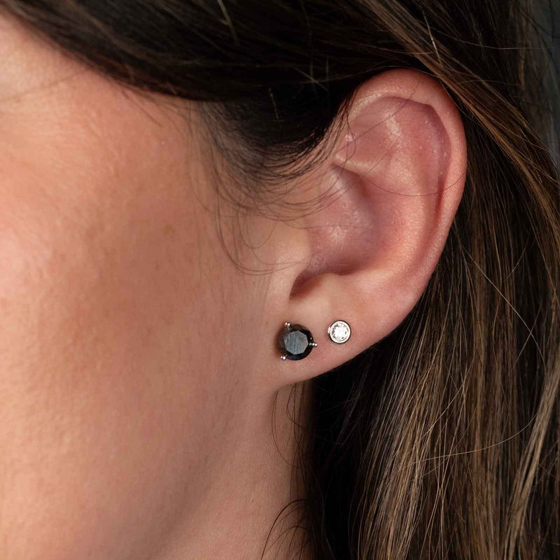 Black Diamond Stud Earrings, 2.21 Carats, 14K White Gold