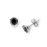 Black Diamond Stud Earrings, 2.21 Carats, 14K White Gold