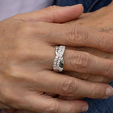 Cross Over Diamond Ring, 14K White Gold