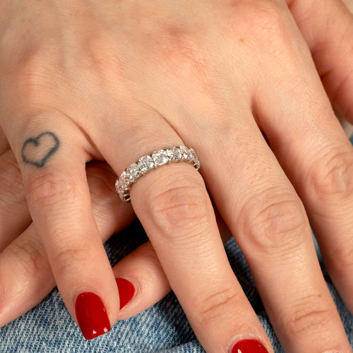 Ascher Cut Diamond Eternity Band, 5 Carats Total, Platinum