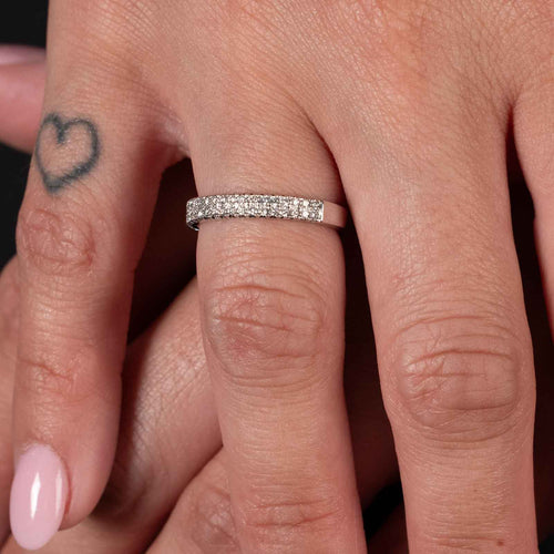 Double Row Diamond Band, .31 Carat, 14K White Gold