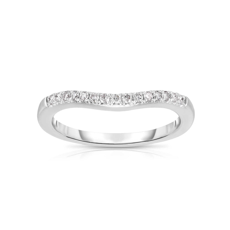 Curved Diamond Band, .15 Carat, 14K White Gold, Size 6.5