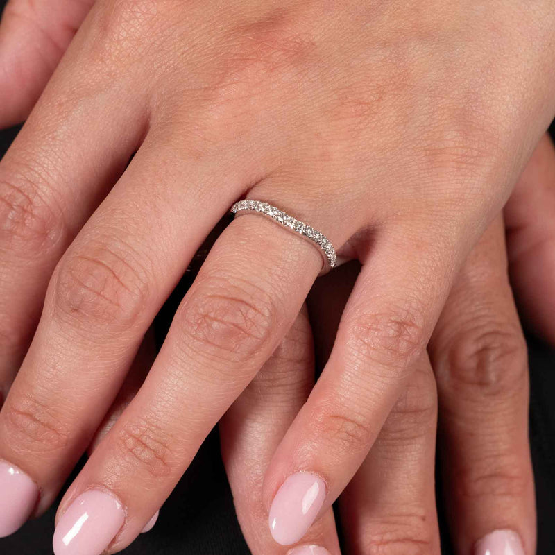 Curved Diamond Band, .30 Carat, 14K White Gold