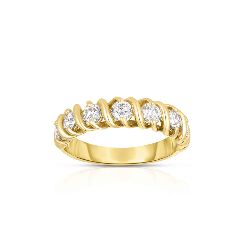 Seven Stone Diamond Band, 1 Carat, 14K Yellow Gold