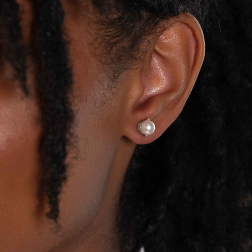 Pre-Owned Akoya Saltwater Cultured Pearl Earrings, Platinum