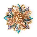 Pre-Owned Enamel Flower Pin, 18K Yellow Gold