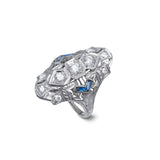 Pre-Loved Diamond and Sapphire Ring, 14K White Gold