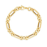 Alternating Paperclip Bracelet, 14K Yellow Gold