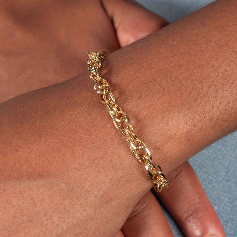 Double Link Lightweight Bracelet, 14K Yellow Gold