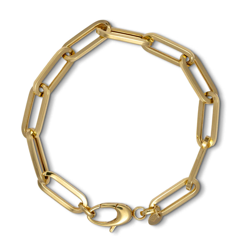 Large Link Paperclip Bracelet, 14K Yellow Gold