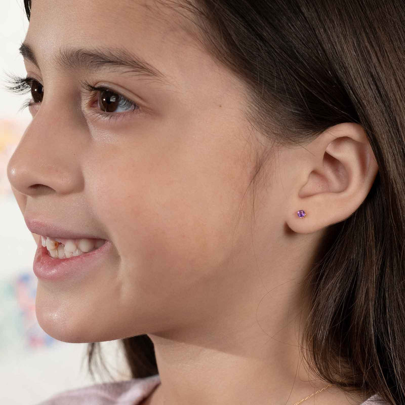 Baby's 3MM Aquamarine Studs, 14K Yellow Gold