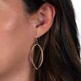 Open Marquise Shaped Dangle Earrings, 14 Karat Gold