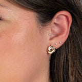 Polished Two Tone Knot Earrings, 14 Karat Gold