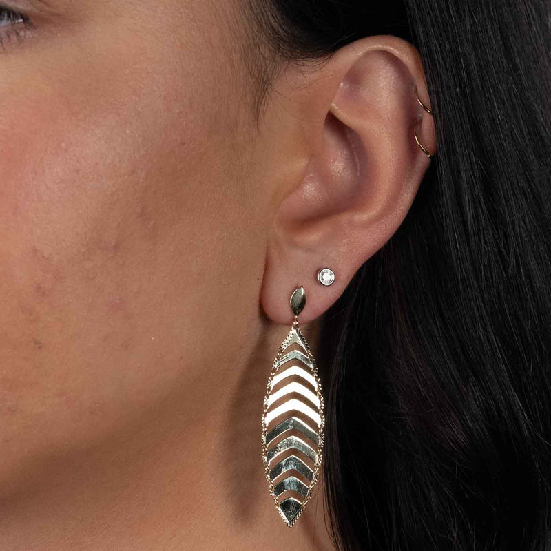 Leaf Flexible Dangle Earrings, 14K Yellow Gold