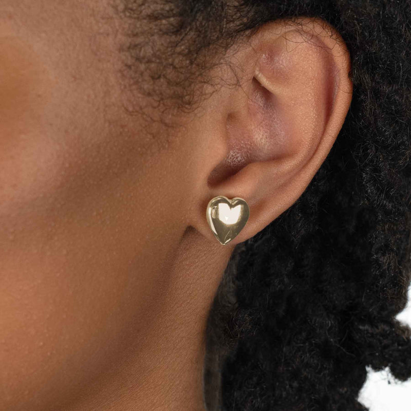 Polished Puff Heart Earrings, 14K Yellow Gold