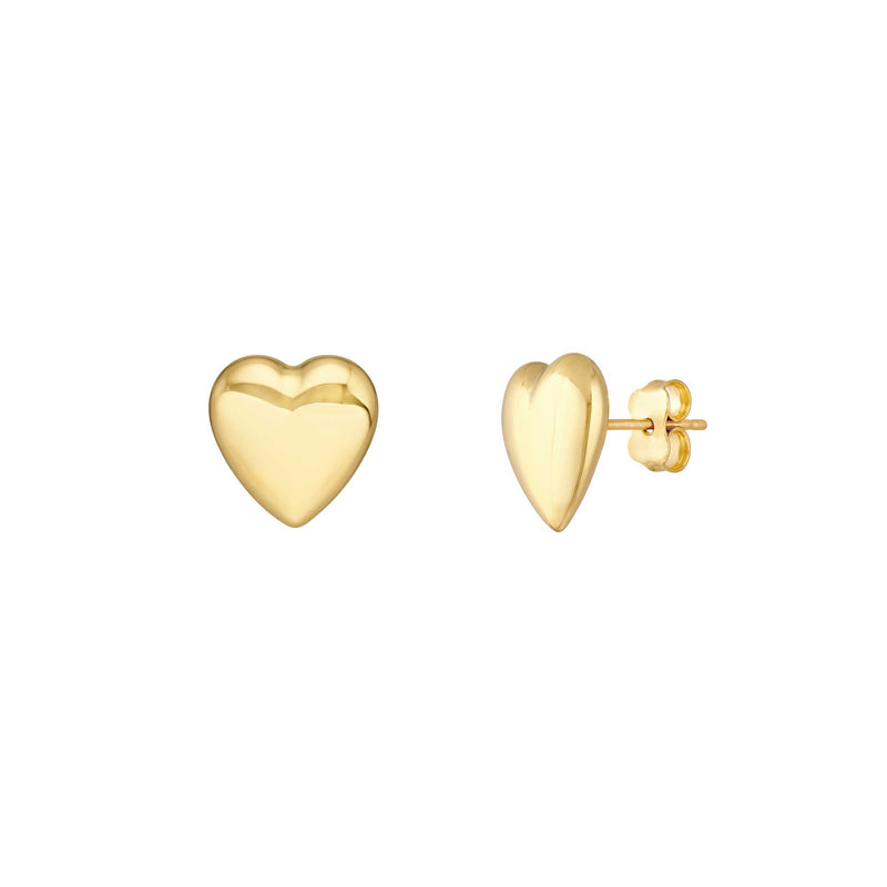 Polished Puff Heart Earrings, 14K Yellow Gold