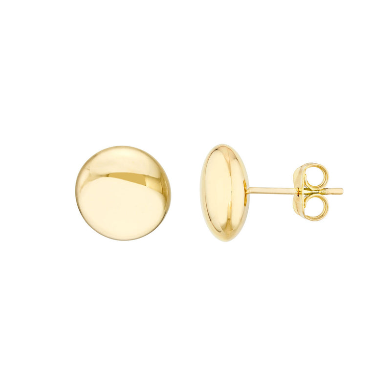 Curved Circular Disk Earrings, 14K Yellow Gold