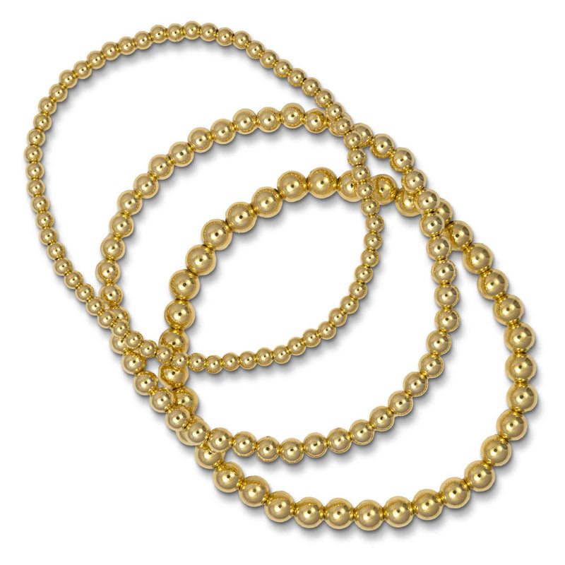 Gold Filled 4 MM Beads Stretch Bracelet, 6.50 Inches
