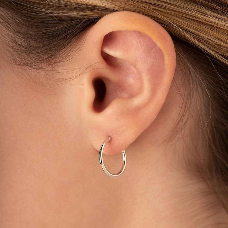 Half Inch Hoop Earring, 14K White Gold