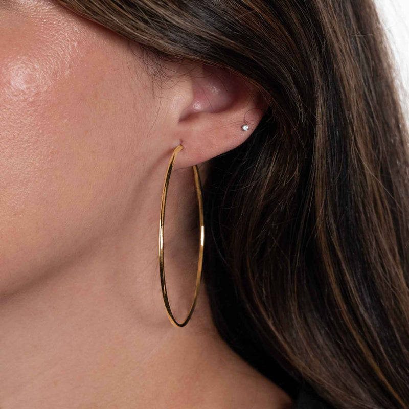 Large Endless Hoop Earring, 2.40 Inch Diameter, 14K Yellow