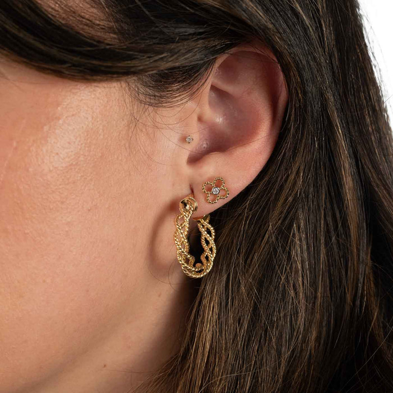 Looping Spiral Hoop Earrings, .60 Inch, 14K Yellow Gold