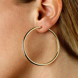 Large Endless Hoop Earrings, 2 Inches, 14K Yellow Gold
