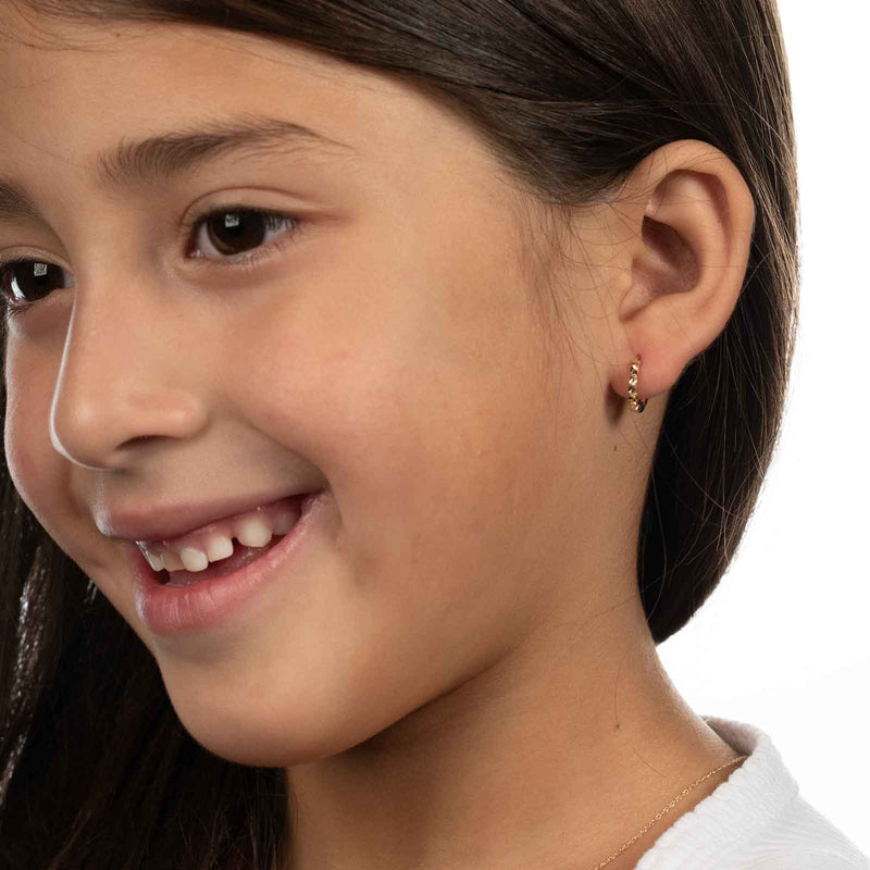Tiny Huggie Hoop Earrings, 14K Yellow Gold