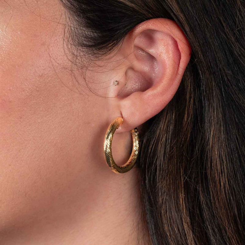 Bold Twist Hoop Earrings, 1 Inch, 14K Yellow Gold