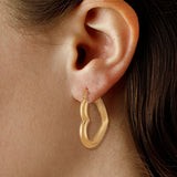 Open Heart Shape Hoop Earrings, 14K Yellow Gold