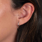 Tiny Matte Gold Huggie Hoop Earrings, 14K White Gold
