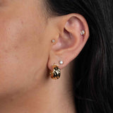Ridged Hoop Earrings, .50 Inch, 14K Yellow Gold