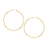 Lightweight Hoop Earrings, 2.25 Inches, 14K Yellow Gold